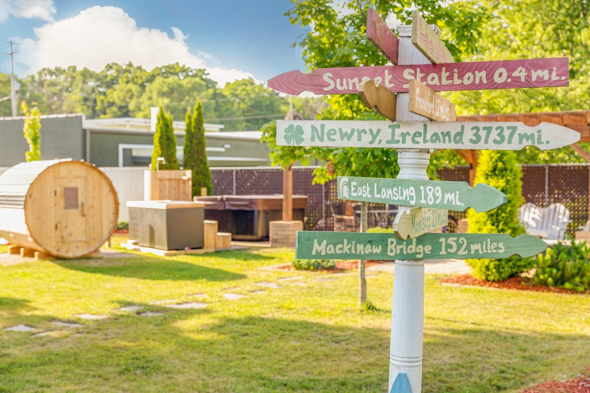 Directional signs on the resort property
